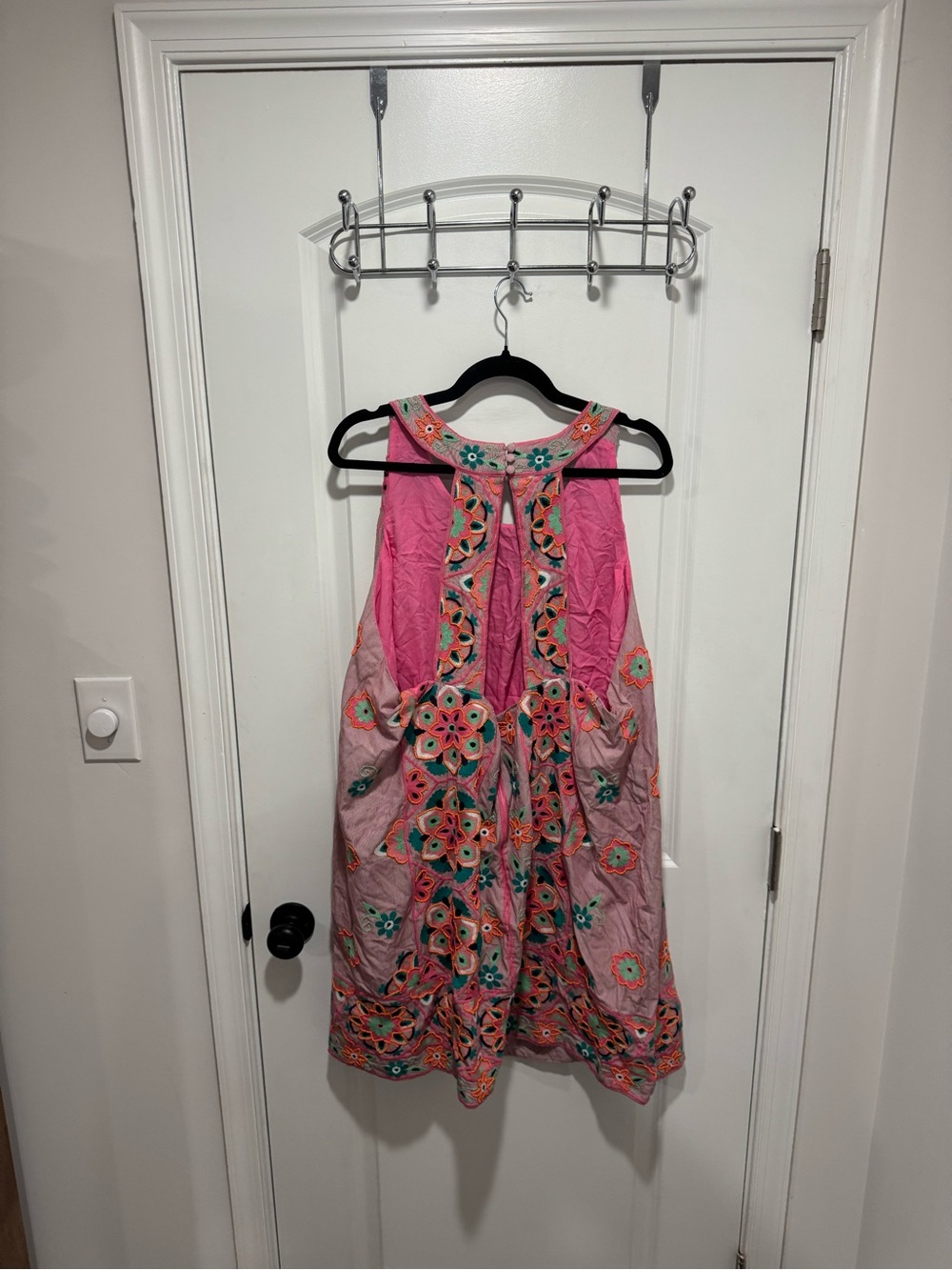 Anthropologie Pink Embroidered Floral Mini Dress - Picture 2 of 3